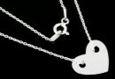 Link, heart, engraved, +chain, 925 silver, 15x12mm - x1