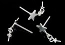 Earring base, star, cup 3mm, 925 silver - x1pair