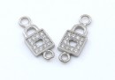 Link lacatel cu cristale, argint 925 placat cu rodiu,  16x6mm - x1
