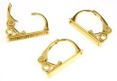 Earring findings, click, gold-plated 925 silver, 16mm - x1pair