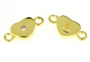 Link, heart, gold-plated 925 silver, 10.5x5mm - x1