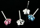 Earring findings, 925 silver, rivoli flower 6mm - x1pair