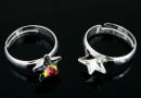 Ring base, adjustable, 925 silver, rivoli star 10mm - x1