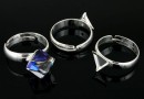 Ring base, 925 silver, cube 8mm, adjustable, - x1