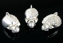 Pandantiv craniu cu cristale, masiv, argint 925, 14x15mm  - x1