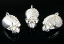 Pendant, skull, crystals, masiv, 925 silver, 14x15mm  - x1