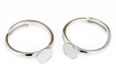 Baza inel argint 925 placat cu rodiu, platou 7.5mm, reglabil - x1