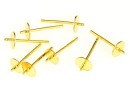 Tortite cercei cu platou 5mm si pin, argint 925 placat cu aur - x1per