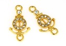 Link, helm and anchor, crystals, gold-plated 925 silver, 20mm - x1