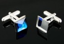 Cufflink base, 925 silver, for square cabochon 10mm - x1 pair