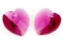 Swarovski, pandantiv inima, fuchsia, 14mm - x2