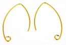 Earring findings, gold-plated 925 silver, 28.5mm - x1pair