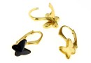 Earring findings, gold-plated 925 silver, butterfly cabochon 8mm - x1pair