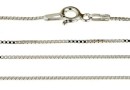 Box Chain, rhodium-plated 925 silver, 45cm - x1