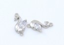 Link, swan, rhodium-plated 925 silver, 14x7mm - x1