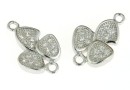 Link trifoi cu cristale, argint 925 placat cu rodiu, 13x8mm - x1