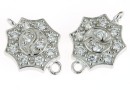 Link, ying yang, rhodium-plated 925 silver, 14.5x10mm - x1