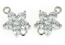 Link floare, argint 925 placat cu rodiu, 11.5x9mm - x1