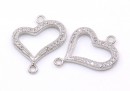 Link inima argint 925 placat cu rodiu, 19x15.5mm - x1