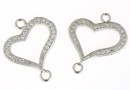Link, heart, rhodium-plated 925 silver, 19x15.5mm - x1