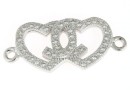 Link, hearts, rhodium-plated 925 silver, 24.5x10.5mm - x1