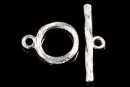 Toggle clasp, rhodium-plated 925 silver, 13.7mm - x1