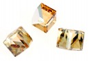 Swarovski, cube cabochon, golden shadow comet argent, 6mm - x1