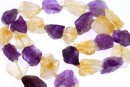 Amethyst and citrine rough stone, free form, 12-16mm