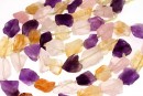 Amethyst, pink quart and citrine rough stone, free form, 12-16mm
