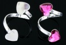 Ring base, 925 silver, 2 hearts, 10mm - x1