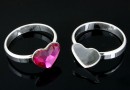 Ring base, 925 silver, heart, cabochon 10mm, inside 16.3mm - x1