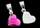 Pendant base, 925 silver, heart, cabochon 10mm - x1