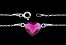 Link, heart, +chain, 925 silver, cabochon 10mm - x1