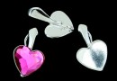 Pendant base, 925 silver, heart, cabochon 10mm - x1