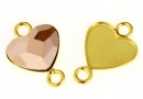 Link, base, gold-plated 925 silver, heart, cabochon 10mm - x1