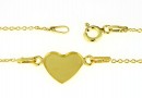 Link inima+lantisor, argint 925 placat cu aur, cabochon 10mm - x1