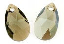 Swarovski, drop pendant, black diamond golden shadow, 16mm - x1