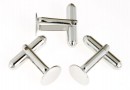 Cufflink base, rhodium-plated 925 silver, round tray 9mm - x1 pair