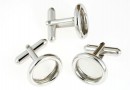 Cufflink base, rhodium-plated 925 silver, for cabochon 12mm - x1 pair