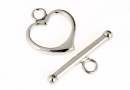 Toggle clasp, rhodium-plated 925 silver, 15x18mm - x1