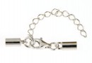 Clasp set for chains, rhodium-plated 925 silver, inside 3mm - x1 set