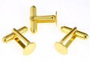 Cufflink base, gold-plated 925 silver, round tray 9mm - x1 pair