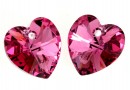 Swarovski, heart pendant, rose comet argent light, 14mm - x2