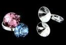 Ring base, 925 silver, 2 chatons 13mm - x1
