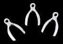 Pendant, wishbone lucky charm, 925 silver, 14mm - x1