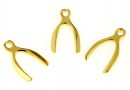 Pendant, wishbone lucky charm, argint pl. gold,14mm - x1