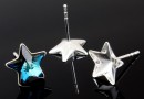 Earring findings, 925 silver, bar, for Swarovski star 10mm - x1pair