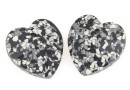 Swarovski, pandantiv inima, marbled black, 14mm - x2