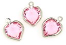 Swarovski, pand.pl. cu rodiu, inima, light rose, 15mm - x2