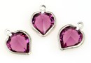 Swarovski, pand.pl. cu rodiu, inima, amethyst, 15mm - x2